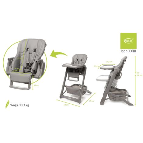 4Baby Icon - krzesełko dziecięce 2w1 | Grey - 15